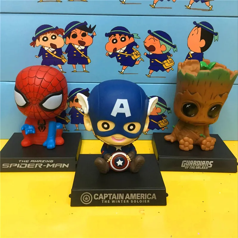 

3 pcs per lot Spiderman Captain America Groot figures 3D captain America spiderman groot action figures wholesale