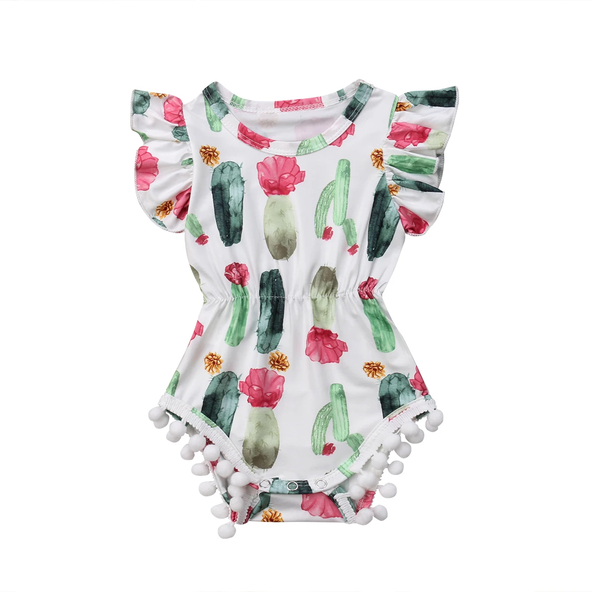 Rompers Infant Newborn Baby Girl 2018 Summer Casual Tassel Cotton Ruffle Sleeve Romper Jumpsuit Clothes | Мать и ребенок