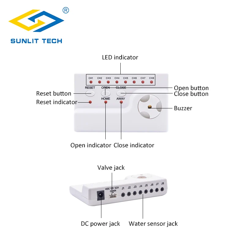  Smart Home System Water Leakage Sensor Alarm Detector 2pcs DN25 Brass Valves Water Leak Detector Fo - 32956939582