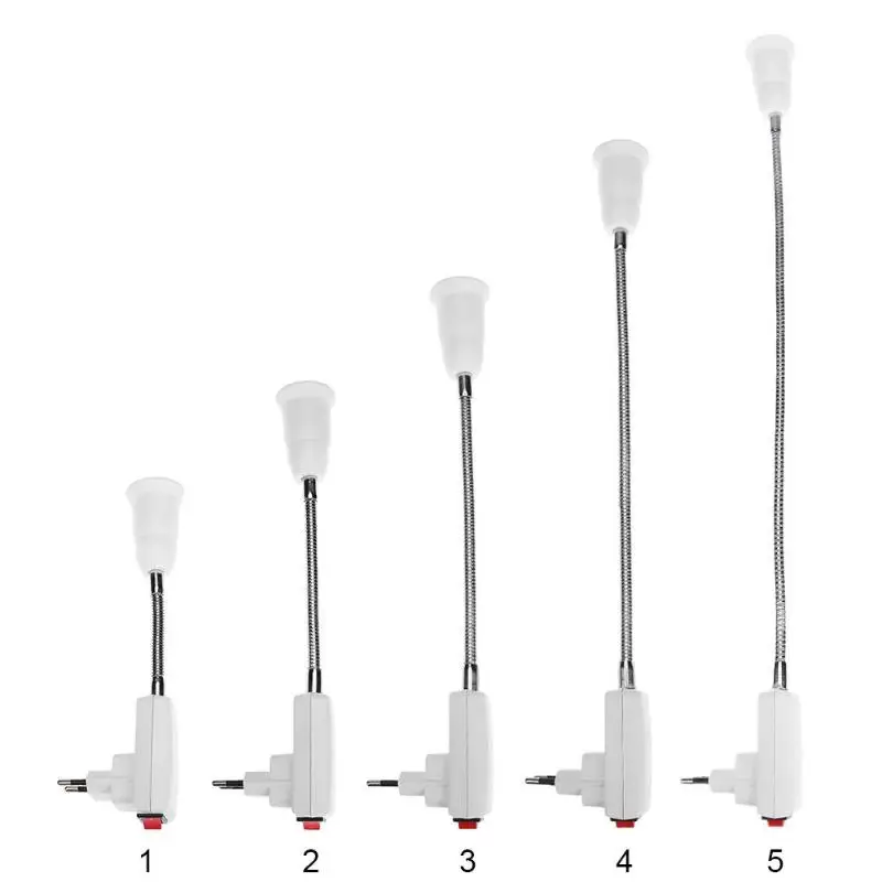 Универсальный E27 светильник лампы держатель белый гибкий адаптер конвертер гнездо с вкл/выкл переключатель ЕС Plug 10 см/20 см/30 см/40 см