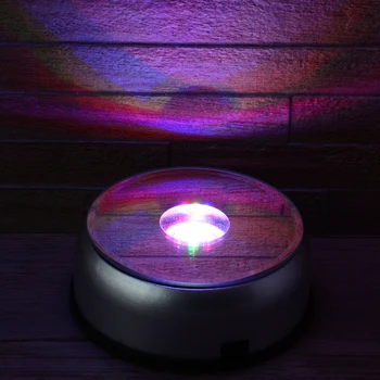 

4 inch7 LED Rotating Crystal Display Base Stand White LED Light Base Holder With AC Adapter For Glass Transparent Objects