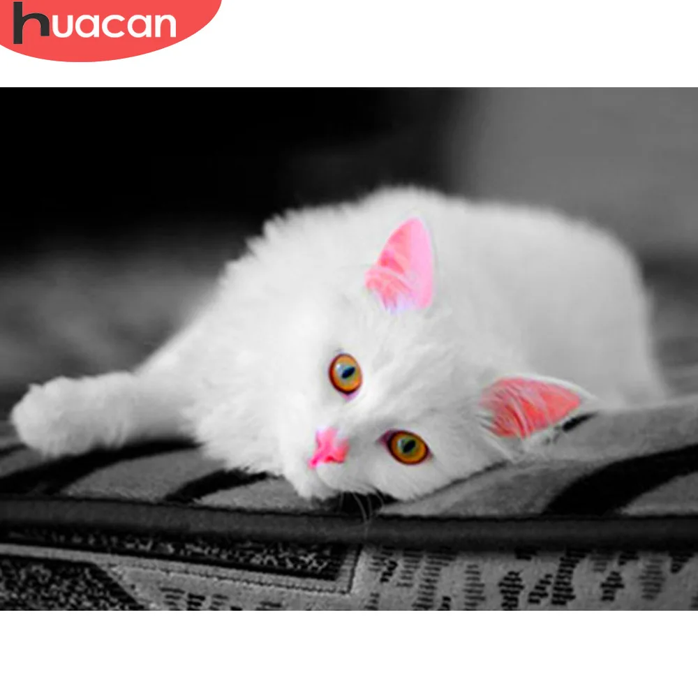 

HUACAN 5D DIY Diamond Painting Animal Cat Full Square Embroidery Sale Rhinestone Pictures Diamond Mosaic Home Decor Gift