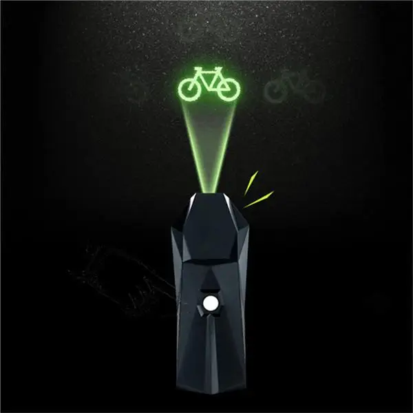 

Safe Riding USB Rechargeable Bicycle Green Laser Light Rainproof Projection Lamp Bike Front Light With Loudspeaker Cycling Light