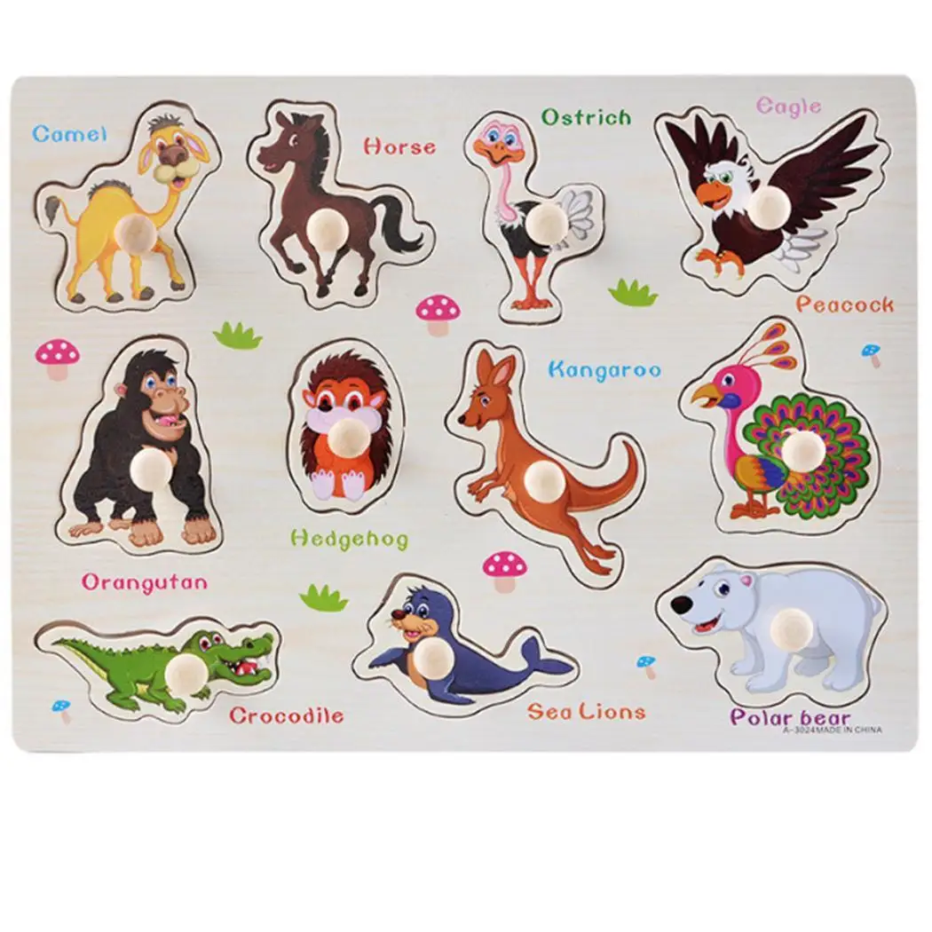 Wooden Peg Jigsaw Puzzle Baby Preschool Kids Early Learning Toy Birthday Gift Unisex > 3 years