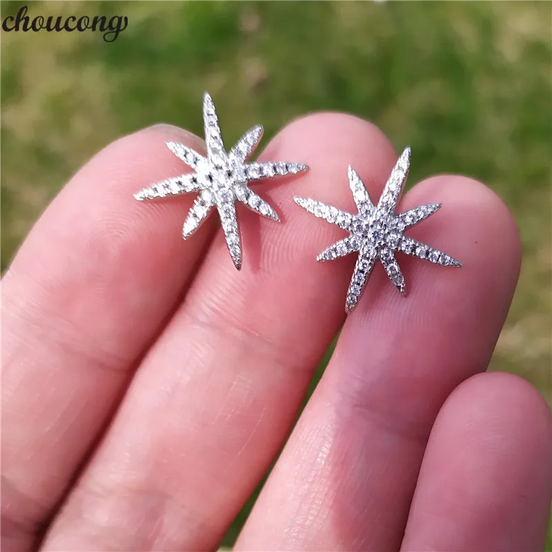 Choucong, серьги в форме звезды, ааааа, циркон, cz, настоящее 925 пробы, серебряные, вечерние, свадебные, серьги-гвоздики для женщин, хорошее ювелирное изделие