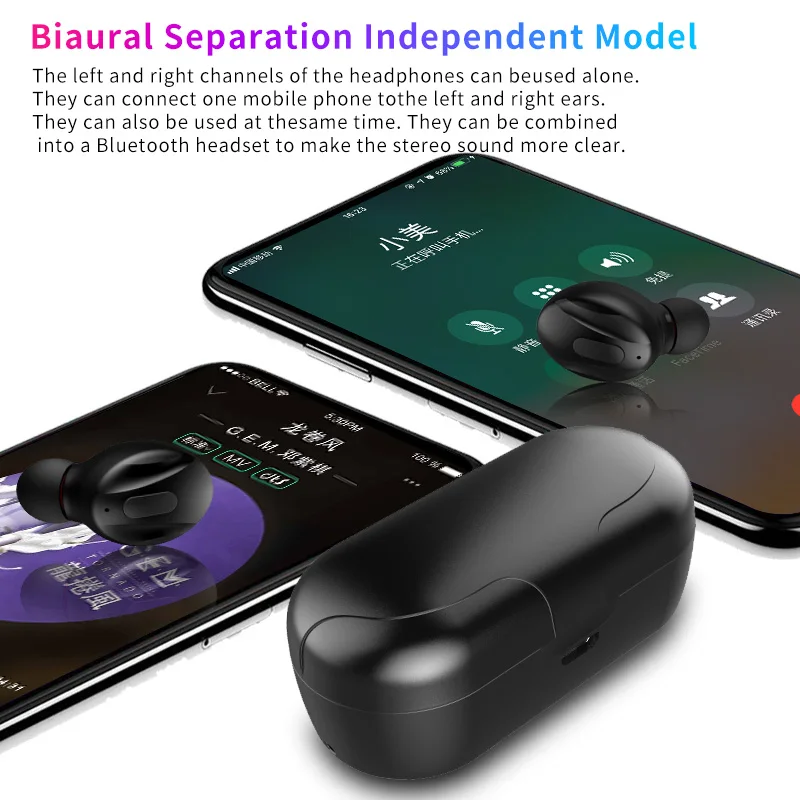 TWS V5.0 Bluetooth наушники Спортивные Беспроводные Handsfree Стереонаушники Двойная