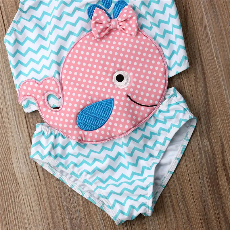 Kids Swimwear Baby Girl Swimsuit Bowknot One-Piece Goldfish Jumpsuit Bathing Suit Summer Toddler Children Beachwear