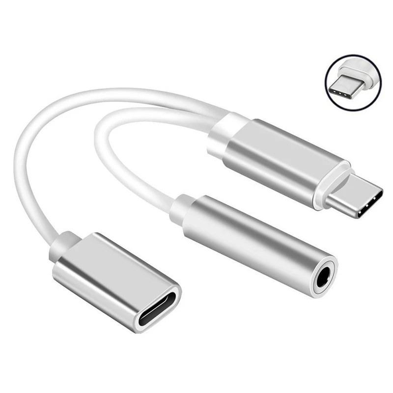 

Mini 2 In 1 USB Type-C To 3.5mm Jack AUX Headphone Audio Splitter Converter Adapter Cable For Phone Music Accessories