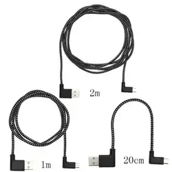 0,2/1/2 m, L Форма разъем Micro Зарядка через usb кабель 90 градусов правый угол черный нейлоновая оплетка с синхронной передачей данных шнур провода