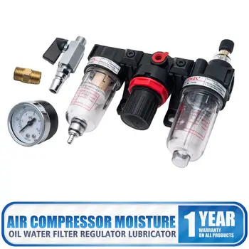 

213psi Unit Water Separator Oiler Pressure Reducer Pressure Regulator Compressed Air Maintenance 1/4 "