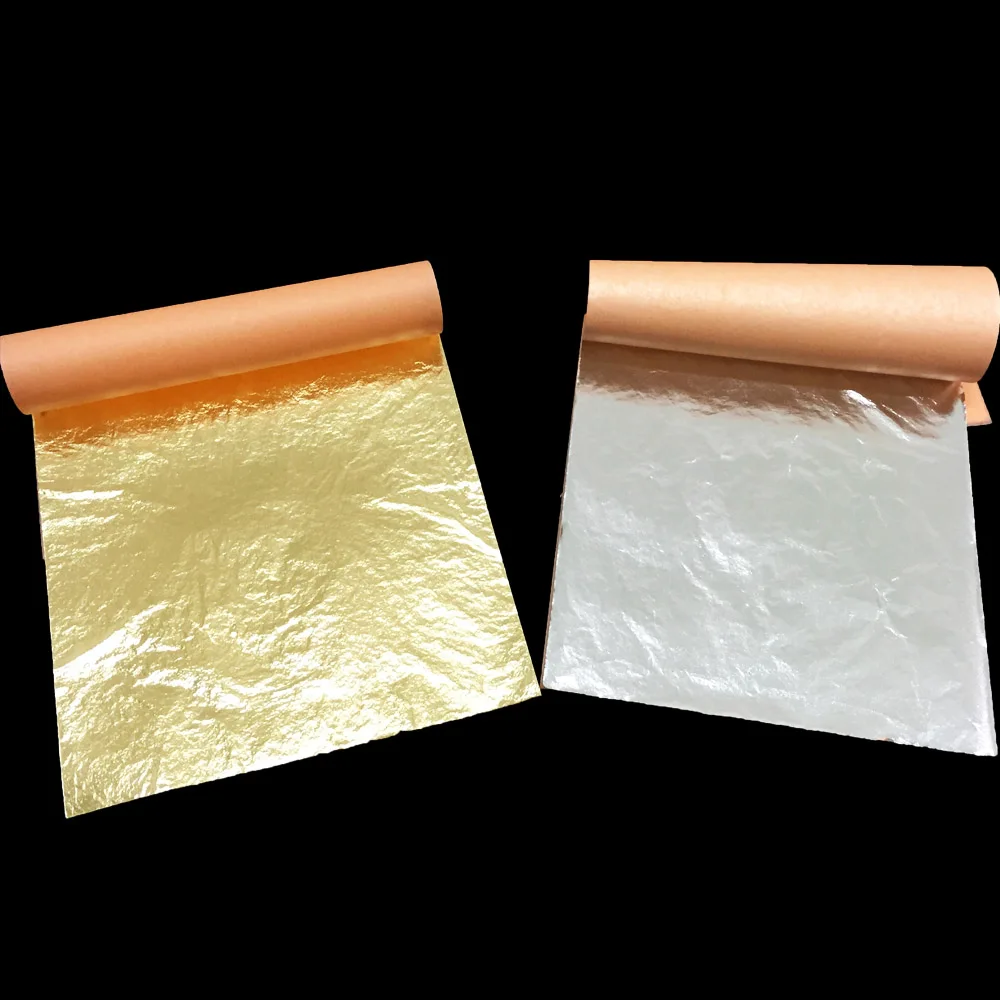 

Two booklets of 14x14cm Art Craft Paper Imitation Gold Sliver Leaves Sheets Foil Paper for Gilding DIY Craft Decoration