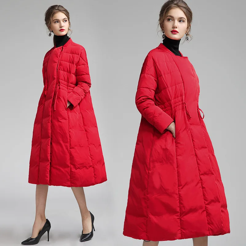 Surdimensionné Épais Femmes Manteau Blanc Duvet Veste Entaillé Canard Chaud Nouvelle De red black Col D'hiver Long White 2018 Et Collection IwS0CW