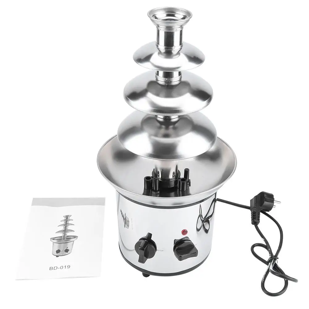 

4 Tiers Electric Chocolate Melting Machine Fondue Maker Fountain EU Plug 220V Tool