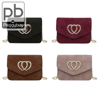

Fashion Women Love Heart Phone Bag PU Leather Chain Shoulder Messenger Bags Female Crossbody Handbag