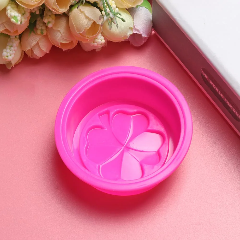 

Flowers Silicone Soap Mold Multifunction Candle Molds Cake Candy Baking Mould DIY Handmade Craft Four-leaf clover/Oval/Oval Pink