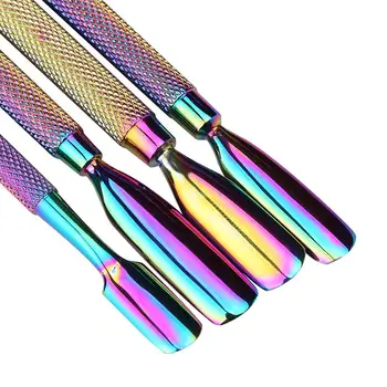 

XY Fancy 4 Pcs/set Dual-Ended Colorful Nail Cuticle Steel Push Dead Skin Remover Pusher Steel Manicure Nail Art Tools