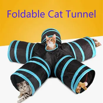 

Foldable 5 Holes Pet Cat Tunnel Toys Pets Animals Kitten Rabbit Indoor Outdoor Training Play Tube Supplies Cat And Dog Game Pipe