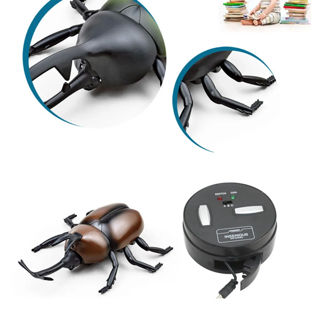 Lighting Infrared RC Beetle Simulative Remote Control Animal Electric Toy with Sound Funny Novelty Terrifying Christmas Kid Gift