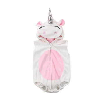 

CANIS 2019 New Newborn Baby Girl Unicorn Costume Fleece Bodysuit Jumpsuit Jumper Outfits Costume cartoon cute fashion