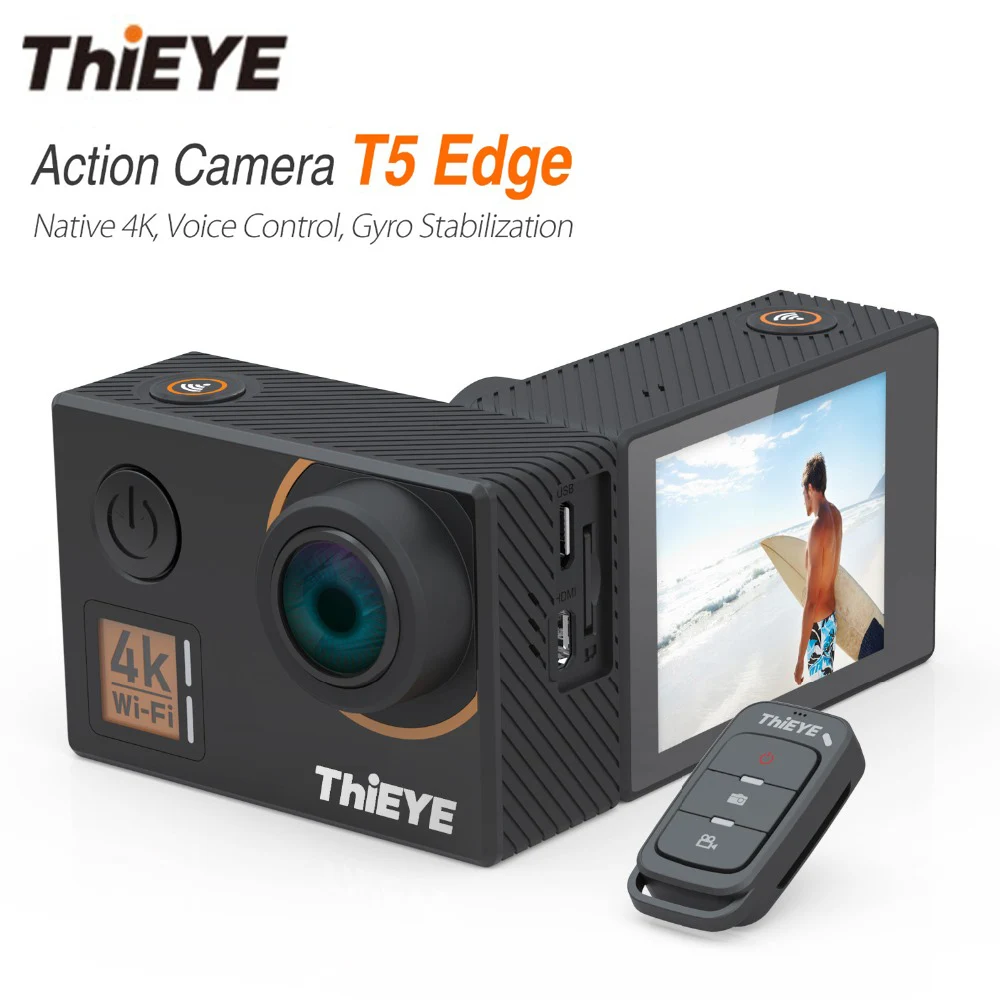 

ThiEYE T5 Edge Sport Action Camera 14MP Native 4K WiFi 2'' TFT LCD Screen 1080P Sports Voice Commands Remote Waterproof Camera