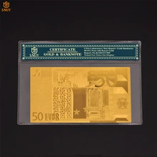 Billets de banque en faux papier plaqué or, 50 euros, 24k, Collection de billets avec cadre COA, cadeaux