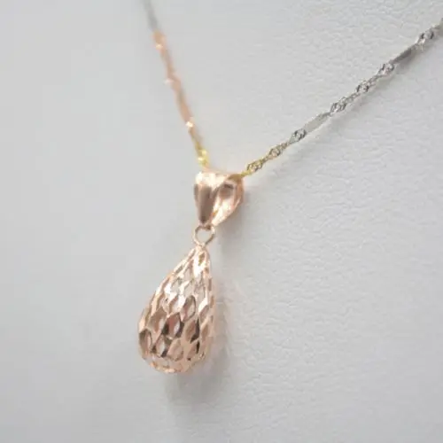 

New Solid 18K Rose Gold Pendant Hollow Raindrop Pendant 20mm H Au750
