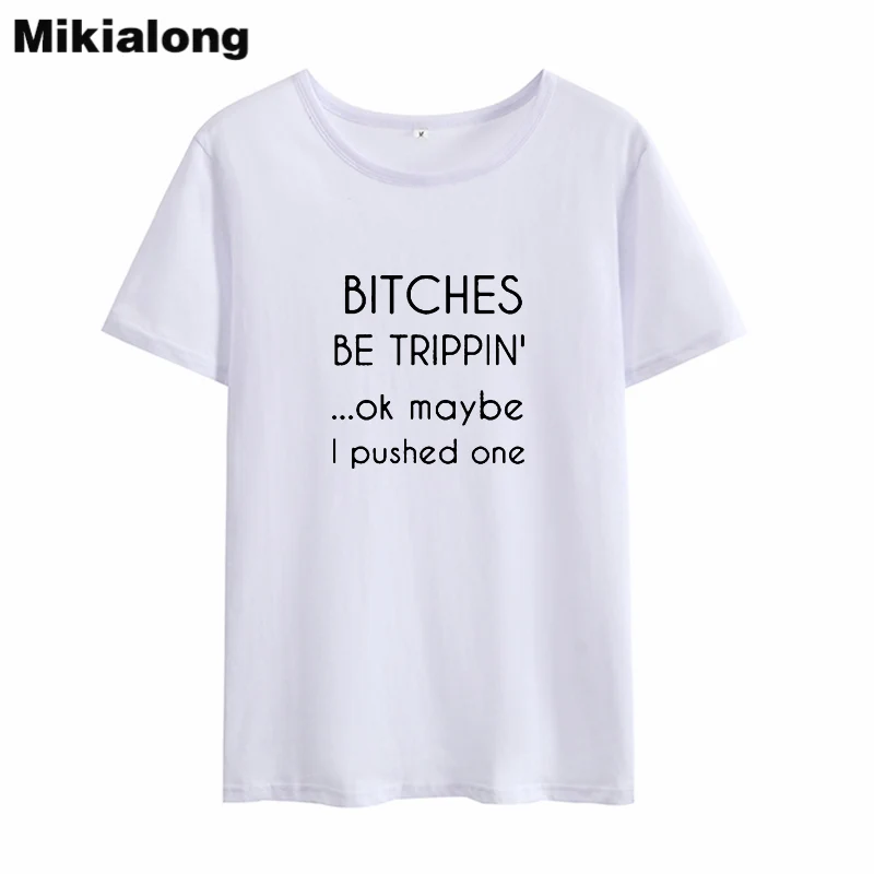Футболка Mikialong Женская хлопковая Базовая рубашка с рисунком битши Be Trippin Harajuku топ