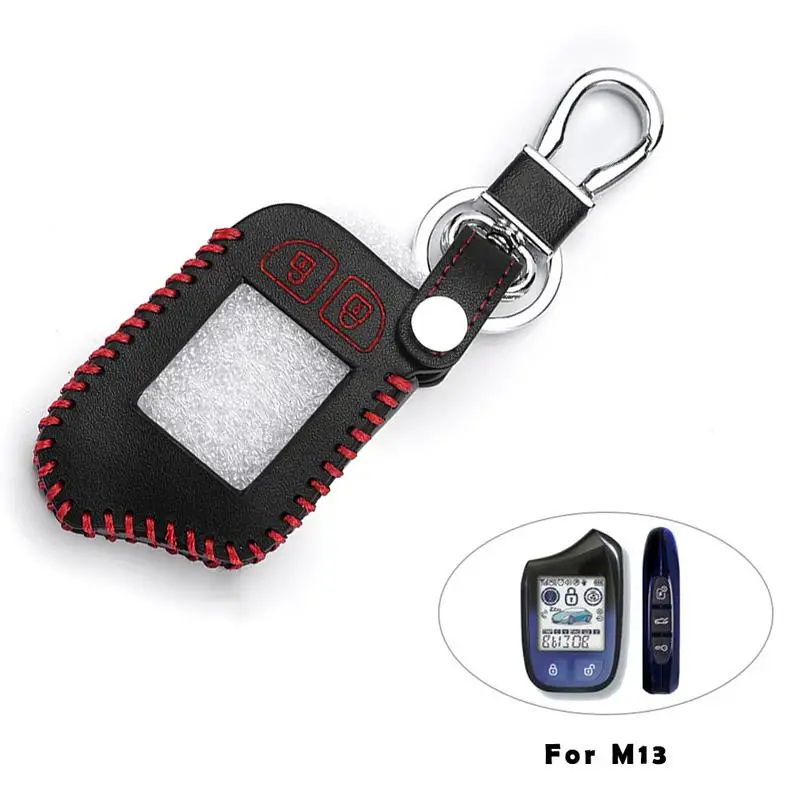 

Leather Case Car Alarm Remote Controller LCD Keychain Cover Stylish Simplicity Leatherette Weaving Keyring Auto Accessories