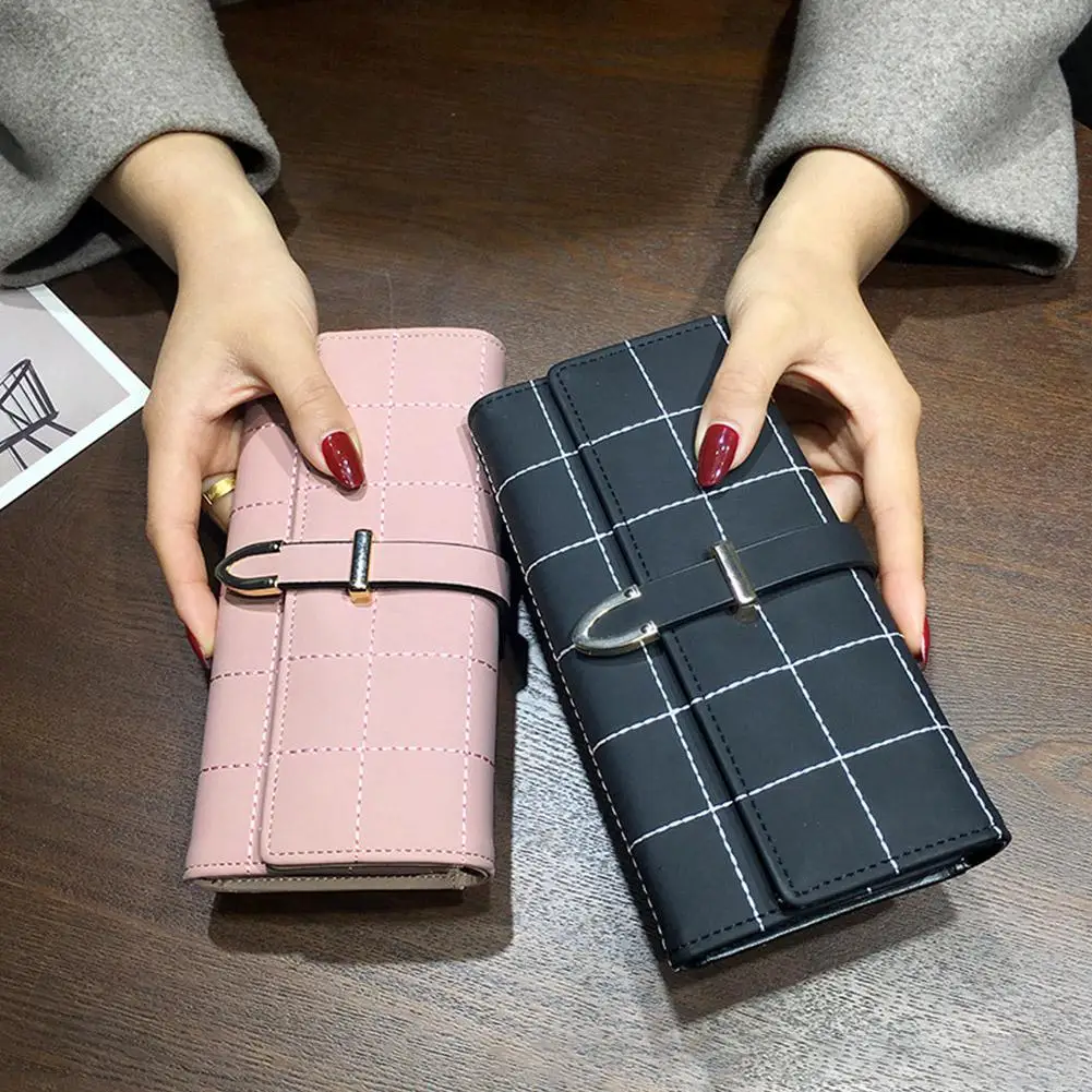 

PinShang Women Fashion Buckle Design Frosted Long Purses