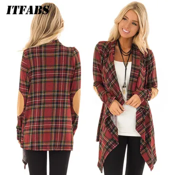 

Fashion Women Knitted Jackets Casual Cardigan Long Sleeve Jacket Coat Tops Plus Size Oversized Plaid Outwear