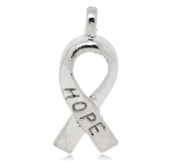 

Lovely 100 Silver Color "Hope" Ribbon Awareness Pendants 19x8mm (B14759)