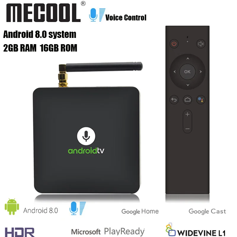ТВ приставка MECOOL KM8 Android 8 0 с голосовым пультом дистанционного управления Amlogic S905X