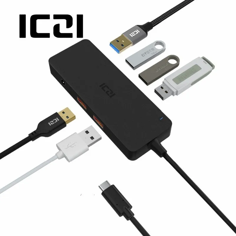 

ICZI 6 in 1 USB C HUB Type C to 4 Port USB 3.0 + 2 Port USB 2.0 + DC Adapter for Macbook Pro Dell XPS 13 Laptop