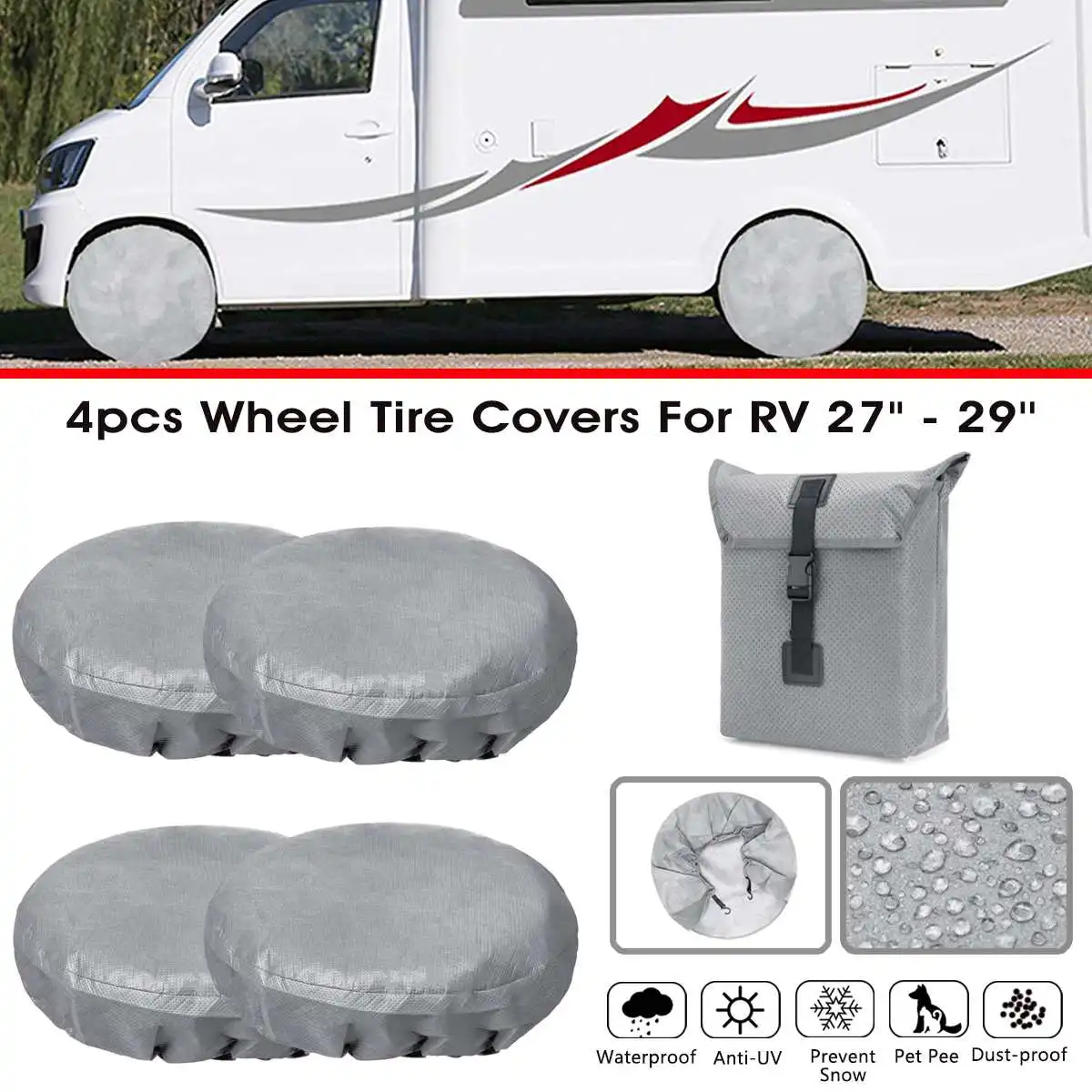 

4pcs Spare Tire Cover Case Polyester Tires Storage Bag Wheel Protector Tyre Accessories for Winter and Summer