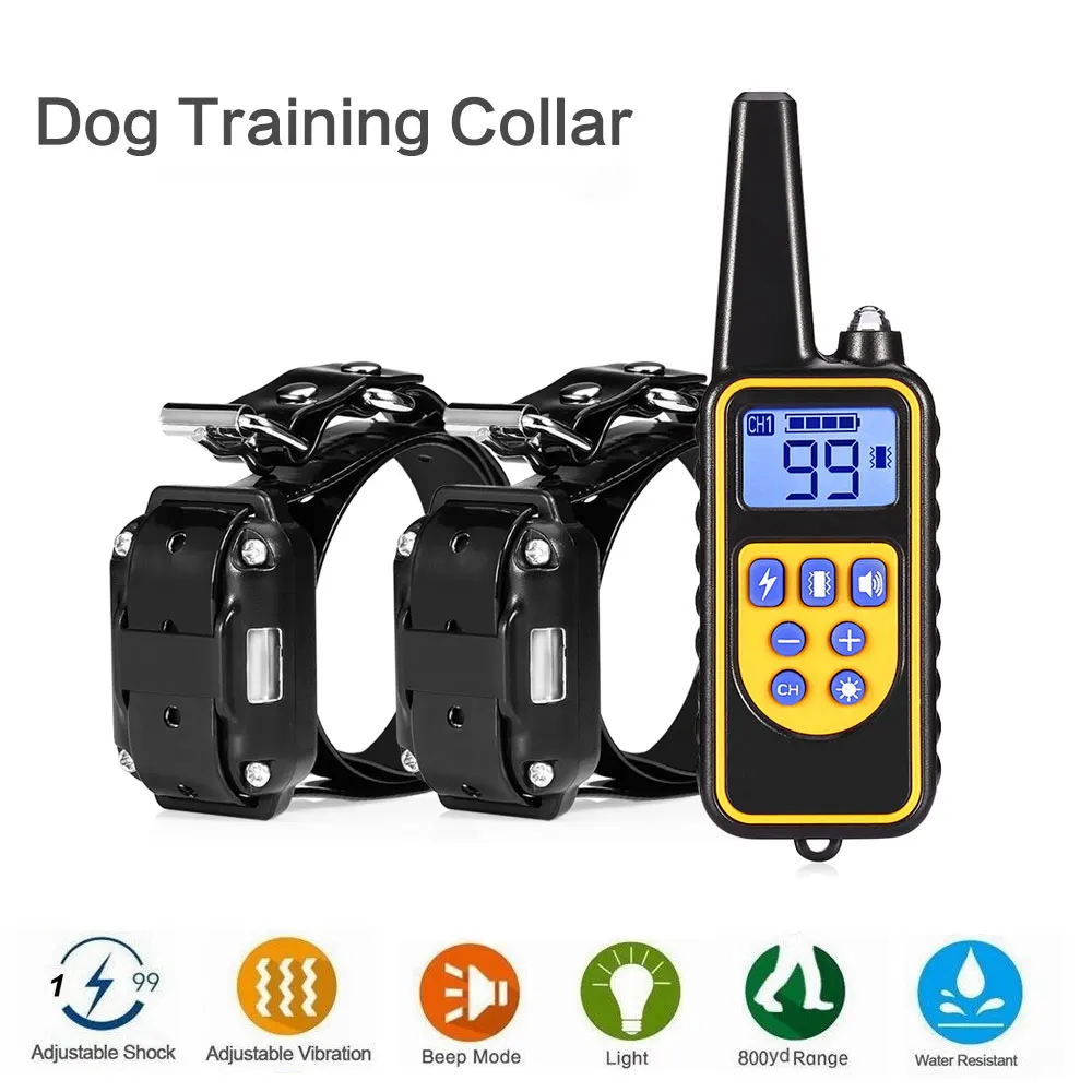 

2 Receiver Electric Pet Dog Training Collar Waterproof Rechargeable LCD Display 800M Remote Control Dog Training Collar EU US UK