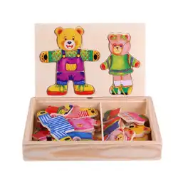 Медведи Изменение одежда головоломки игра деревянные головоломки набор игрушек дети детские развивающие игрушки переодевания туалетный