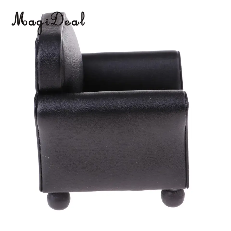 1 12 Scale Miniature Single Sofa Leather Couch Armchair Dolls House Drawing Room Furniture Decor Kids Pretend Play Toy Black Furniture Toys Aliexpress