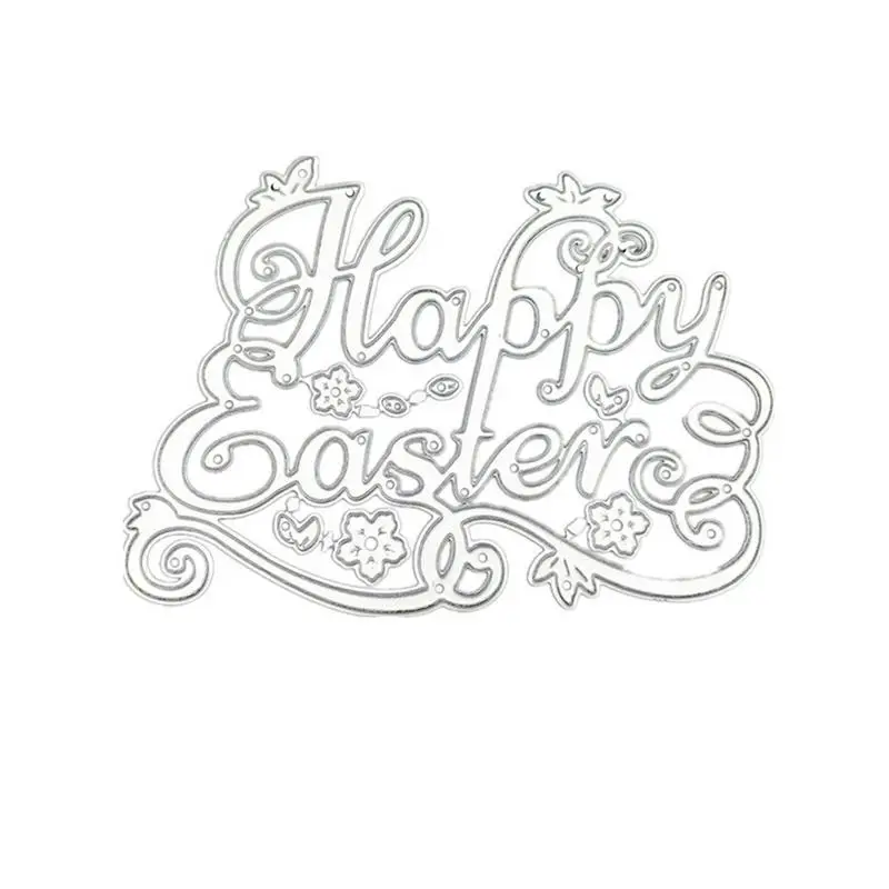 

High Quality Embossing Cutting Die Happy Easter Carbon Steel Stencils DIY Puzzle Theme Invitations Card Making Metal Handicrafts