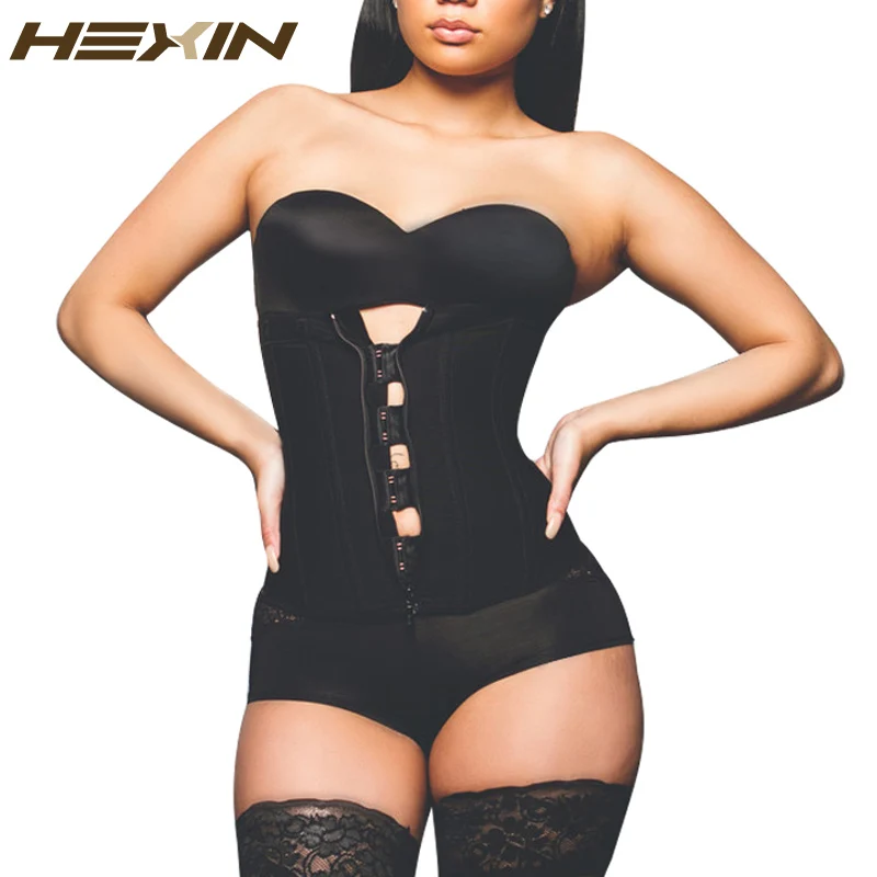 

HEXIN Clip and Zip Latex Waist Trainer Black ,Nude Waist Cincher Women Body Shapers Waist Trainer Corsets Slimming Shapwear