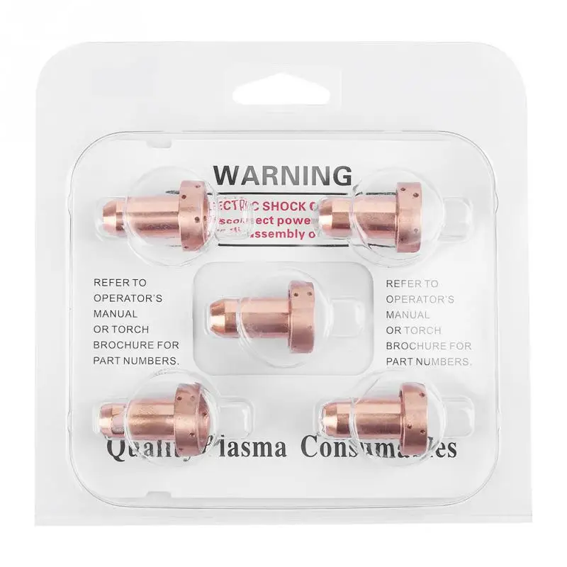 

New 80A 5pcs Plasma Cutter Nozzles Tips Tools Consumables 9-8211 for SL60-100 Cutting Torch Hot