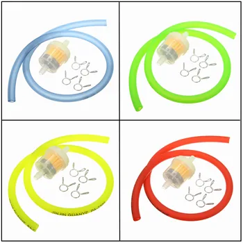 

6mm Gas Fuel Filter Petrol Pipe Hose Line + 4 Clips Moto Scooter Dirt Bike Yellow Red Blue Green