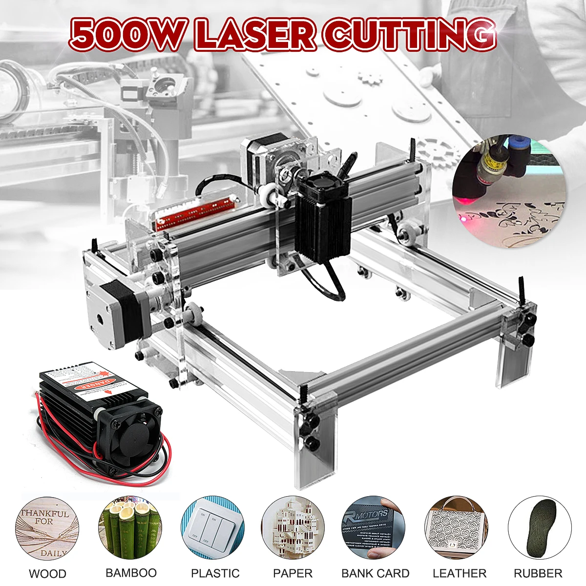 

20X17cm Mini DIY Desktop 500mW Blue Laser Engraving Engraver Machine CNC Wood Router/Printer/Cutter/Power Adjustable