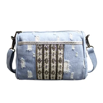 

2019 brand new retro women messenger bags small shoulder bag high quality Denim tote bag small clutch handbags
