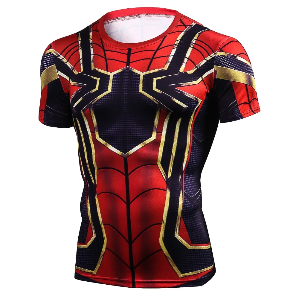 

Raglan Sleeve Iron Spiderman 3D Printed T shirts Men Compression Shirts 2018 Summer NEW Cosplay Tops For Male Fitness