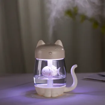 

3 in 1 350ML USB Cat Air Humidifier Ultrasonic Cool-Mist Adorable Mini Humidifier With LED Light Mini USB Fan for Home office