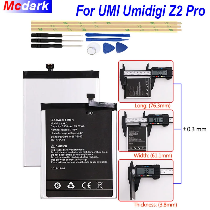 

Mcdark 3550mAh Battery For UMI Umidigi Z2 pro Batterie Bateria Accumulator AKKU ACCU PIL Mobile Phone with Tools For UMI Z2 pro