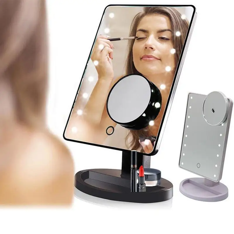 

LED Makeup Mirror With 10X Magnifier 20 LEDs Lighted Cosmetic Adjustable Vanity Tabletop Mirror