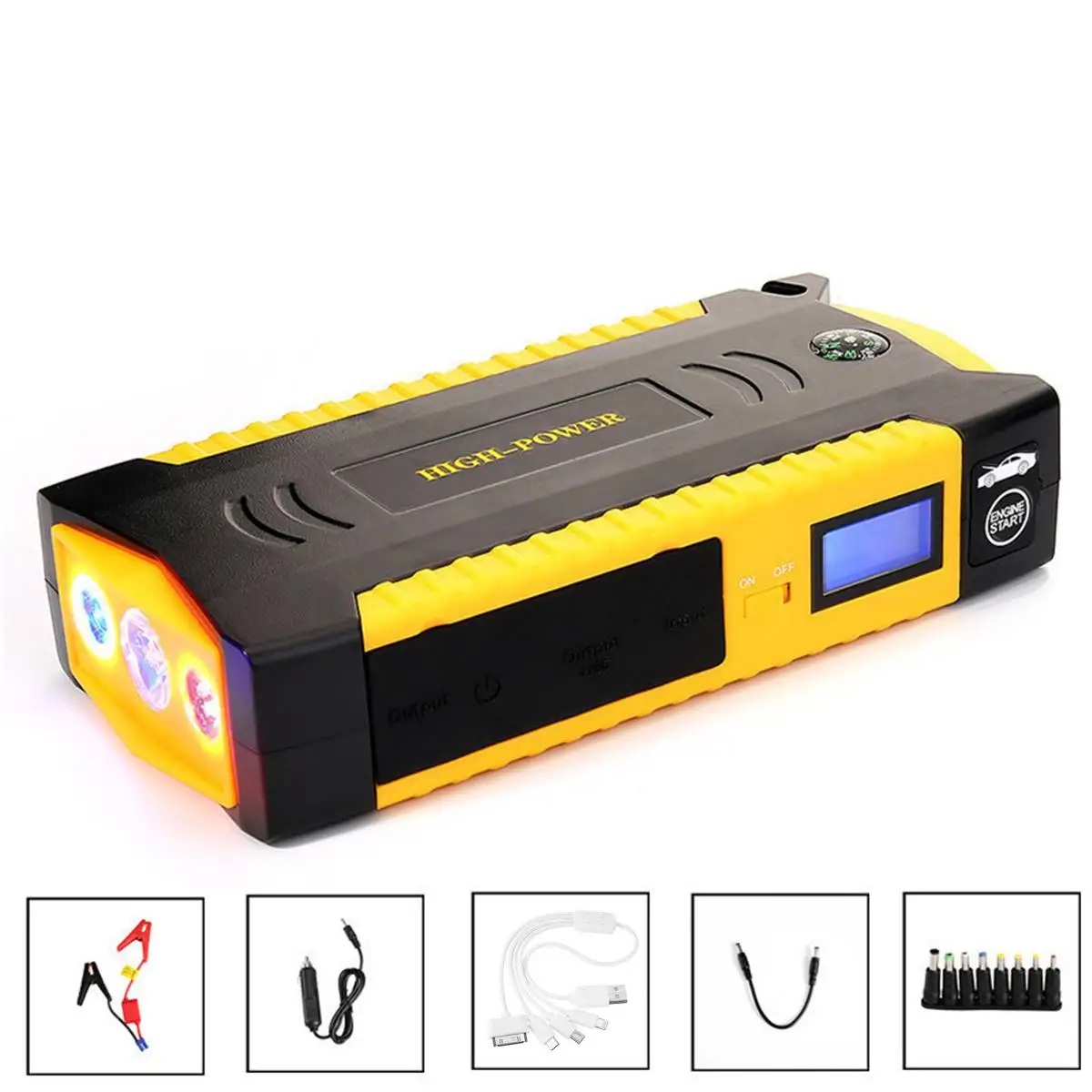 89800mAh Diesels Car Jump Starter Booster 4USB SOS Emergency Charger Battery Multifunction Power Bank for Diesels Car Vehicle