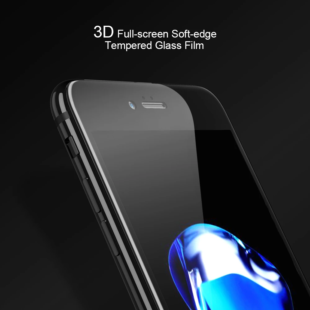 KISSCASE мягкий край Полное Защитное стекло для iPhone 7 6 6s plus углеродное волокно