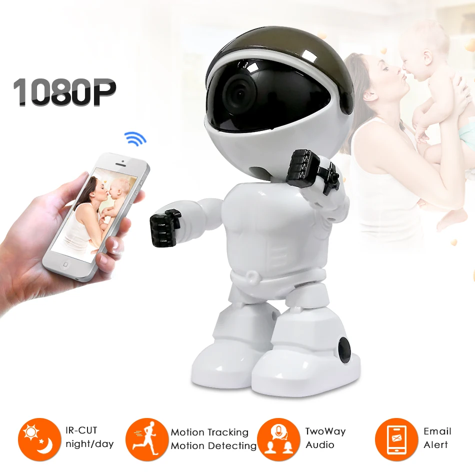 Wireless IP Camera HD 1080P Robot Camera Wifi Night Vision Camera 2MP